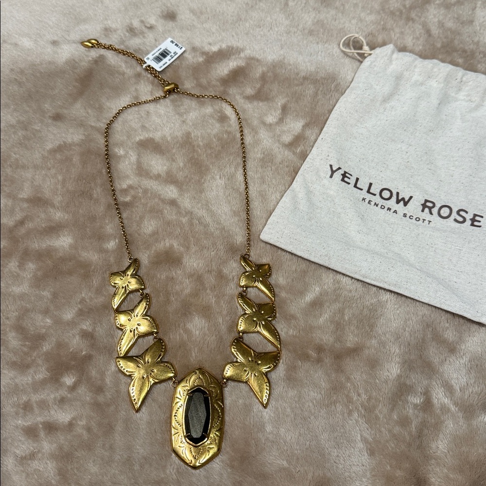 Kendra Scott Keziah Vintage Gold Statement Necklace in Golden Obsidian - Picture 3 of 6